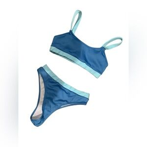 SHEIN Two-Tone High Rise Blue Bikini Set BRAND NEW NEVER WORN Size M